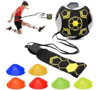 Hoedia Football Kick Trainer Soccer with Soccer Cones Training Aid Belt Hands Free Solo Close Control and Skills Football Training Equipment Fits Ball Size 3, 4, and 5 (Yellow)