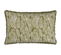 Hoem Frond Abstract Cotton Fringed Feather Rich Filled Cushion