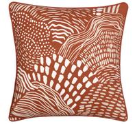 Hoem Nola Abstract Cotton Piped Cushion Cover, Chestnut