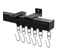 Hoeflife Ceiling Curtain Tracks,Curtain Track Wall Mount,Track Curtains Rod Ceilings Mount Heavy Duty Ceiling Tracks for Curtains Room Divider Rod with Hooks,Black 3-15ft