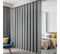 Hoeflife Room Divider - Blackout Ceiling Track Curtains with Hook, Sound Proof, Floor Length, Perfect for Ceiling Mount Tracks, Wall Divider for Room Separation (Light Grey, W150 x H108)