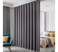 Hoeflife Room Divider Blackout Floor Curtain with Hook - Sound Proof Ceiling Track Mount for Room Separation (Grey, W180 x H96)