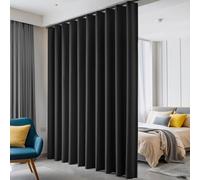 hoeflife Room Divider Curtains, Blackout Ceiling Track Curtains with Hook Sound Proof Floor Curtains Perfect for Ceiling Mount Curtain Tracks Wall Divider for Room Separation (Black, W180 x H96)