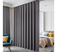 Hoeflife Room Divider Curtains Blackout Floor to Ceiling Curtain with Hook Wall Mount Sliding Door Curtains Ceiling Mount Extra Wide Curtain Wall Divider for Room Separation (Grey, W120 x H108 Inch)