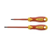 HÖGERT HT1S990 VDE Insulated Screwdriver, Red/Yellow, 5.5 x 125 mm, PH2 100 mm
