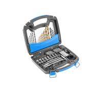 HÖGERT TECHNIK 100-Piece CRV Steel Drill and Screw Accessories Set Suitable for Wood, Metal and Concrete with Bits, Drill, Plastic Box
