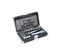 Högert Technik - 18 Piece Tool Set Tool Case Socket Wrench and Accessory Set, Cr-V, Deformation-Resistant, Ratchet Mechanism with 60 Pawls Set for DIY Enthusiasts Garage, Household
