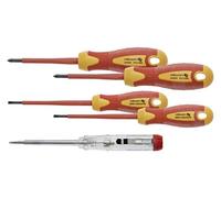 HÖGERT TECHNIK 5-Piece 1000V Insulated Screwdriver Set, Phillips & Slotted Screwdrivers, S2 Steel, Red/Yellow