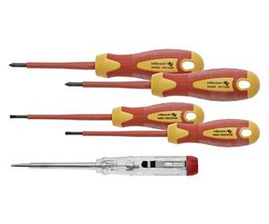 HÖGERT TECHNIK 5-Piece 1000V Insulated Screwdriver Set, Phillips & Slotted Screwdrivers, S2 Steel, Red/Yellow