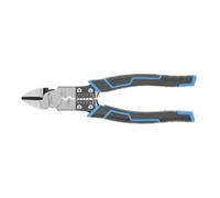 Högert Technik 6 in 1 Multifunction Pliers for Electricians HT1P243, Cable Stripper, Nipper and Crimper, CRV Steel, 200 mm, Black and Blue