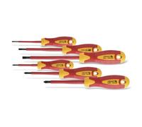 HÖGERT TECHNIK 6-Piece 1000V Insulated Screwdriver Set, Magnetic Slotted & Cross-Head Screwdrivers with Non-Slip Handles, S2 Steel, Red/Yellow