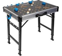 HÖGERT TECHNIK Folding Workshop Table 845 x 598 x 735-885 mm with MDF Board, 6-Way Height Adjustment, 3 Storage Boxes, 450 kg Load Capacity and Connection Accessories