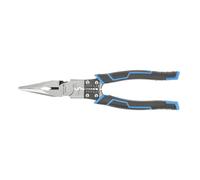 Högert Technik HT1P244 9 in 1 Multifunction Long Nose Pliers with Wire Stripper and Crimping Machine, Integrated Wire Cutter, CRV Steel, 230 mm, Black