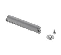 HÖGERT TECHNIK Push to Open Door Damper Long - Magnetic Cabinet Opener with Adapter, Adhesive Plate & Screw, Grey, Screw-On for Handle-Free Furniture Fronts