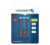 HÖGERT TECHNIK SL 4 Impact Resistant Screw Bits 25 mm - Set of 5 - Flat Bits Made of S2 Steel - 1/4 Inch Hex - High Load Capacity - for Impact Wrenches & Cordless Screwdrivers