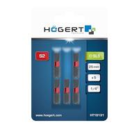 HÖGERT TECHNIK SL 5 Impact Resistant Screw Bits 25 mm - Set of 5 - Flat Bits Made of S2 Steel - 1/4 Inch Hex - High Load Capacity - for Impact Wrenches & Cordless Screwdrivers