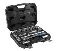 Högert Technik - Socket Spanner Set 24 Pieces 1/2 Inch with Ratchet Wrench, Ratchet, Sockets 8-32 mm Made of CRV Steel in Case for Workshop and Garage