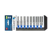 Högert Socket Wrench Set HT1A886 – Chrome Vanadium Alloy, 50 mm, Long, Black/Blue/Grey