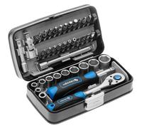 Högert Technik - Tool Set I Socket Spanner, Bits and Equipment 1/4 Inch I Alloy Chrome Vanadium Steel I Drop Forged I Ratchet Mechanism with 72 Pawls I HT1R462-38 Pieces