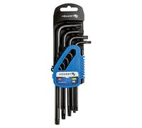 Högert Technik - TORX Key I Set of 9 I Sizes T10 to T50 I Made of S2 Alloy Steel I Resistant to Deformation and Abrasion I HT1W816 - Black