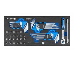 Högert Technique: Tool Set, Hex Wrench, Tool Cabinet Insert with a Set of Hexagon Socket and Socket Spanner with 1/4 Inch Accessories