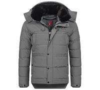 Höhenhorn Adamelo Men's Winter Quilted Jacket with Removable Faux Fur Collar - Grey - XL