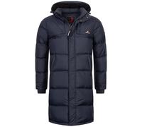 Höhenhorn Bannalp Men's Winter Coat Down Jacket Puffer Coat Long Lined RDS Certified Down and Feathers with Removable Hood, darkblue, XL