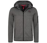 Höhenhorn Tacul Men's Jacket Cardigan with Fleece Inside Knitted Fleece Outdoor Sweatshirt Stand-Up Collar Warm Norwegian in Various Colours Sizes S - 3XL, Grey with hood, M