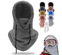 hoehew Sherpa Hood Ski Mask for Women and Wen, Wind-Resistant Winter Face Mask, Over Helmet Fleece Cover Hat Cap Scarf, Dark Gray, One size