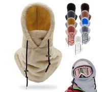 hoehew Sherpa Hood Ski Mask for Women and Wen, Wind-Resistant Winter Face Mask, Over Helmet Fleece Cover Hat Cap Scarf, Khikh, One size