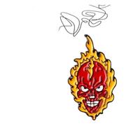 Höllenfeuer-Teufelskopf Enamel Pin for Backpack & Denim Jacket, Klein, Non-precious metal