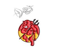 Höllenfeuer-Teufelskopf Enamel Pin for Backpack & Denim Jacket, Klein, Non-precious metal