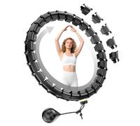HOELLL 65 Inch Adjustable Weighted Hula Detachable Hoop for Adults Weight Loss, Plus Size Quiet Infinity Fitness Hoop with 32 Links, Non-Drop Funny Smart Exercise Hoops for Women and Beginners, Black