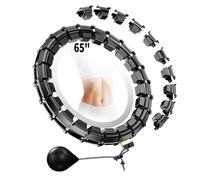 HOELLL 65 Inch Adjustable Weighted Hula Detachable Hoop for Adults Weight Loss, Plus Size Quiet Infinity Fitness Hoop with 32 Links, Non-Drop Funny Smart Exercise Hoops for Women and Beginners, Black