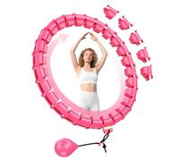 HOELLL 65 Inch Adjustable Weighted Hula Detachable Hoop for Adults Weight Loss, Plus Size Quiet Infinity Fitness Hoop with 32 Links, Non-Drop Funny Smart Exercise Hoops for Women and Beginners, Red