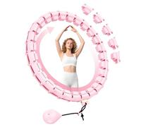 HOELLL 65 Inch Adjustable Weighted Hula Detachable Hoop for Adults Weight Loss, Plus Size Quiet Infinity Fitness Hoop with 32 Links, Non-Drop Funny Smart Exercise Hoops for Women and Beginners, Pink