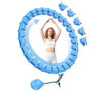 HOELLL 65 Inch Adjustable Weighted Hula Detachable Hoop for Adults Weight Loss, Plus Size Quiet Infinity Fitness Hoop with 32 Links, Non-Drop Funny Smart Exercise Hoops for Women and Beginners, Blue