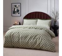 furn. Hoem Alexa Duvet Cover Set - Earthy Geometric Cotton Rich Easy Care Bedding (Olive - Super King)