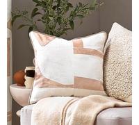 Hoem Carro Abstract Cotton Piped Feather Filled Cushion, Clay