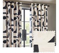 Hoem Carro Abstract 100% Cotton Lined Eyelet Curtains Dusk 168cm width 229cm drop, Multi