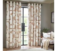 Hoem Carro Eyelet Curtains - Brown & Cream - 168x183cm