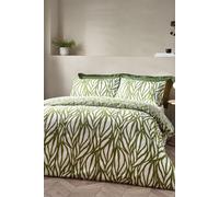 HOEM Frond Abstract Cotton Rich Reversible Duvet Cover Set in Olive | Size: Single HOEM Olive Single
