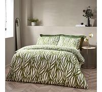 Hoem Frond Cotton Rich Duvet Cover Set, Olive