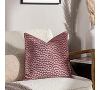 Hoem Lanzo Cut Velvet Piped Feather Filled Cushion - Twin Pack, Plaster Pink, 45 x 45cm