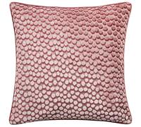 furn. Hoem Lanzo Cut Velvet Piped Cushion with Polyester Pad - Velvet Piped Trim Zip Closure (Plaster Pink - 45 x 45cm)
