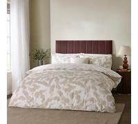 Hoem Lauro Duvet Cover Set - Reversible Cotton Blend Botanical Leaf Bedding (Stone - Double)