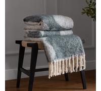 furn. Hoem Meta Abstract Jacquard Throw - Soft Faux Mohair Tasselled Design (Dusk - 130 x 180 cm)