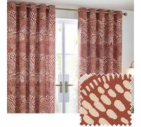HOEM Nola Abstract Geometric Room Darkening Eyelet Curtains in Dark Red | Size: 117 cm width x 137 cm drop HOEM Dark Red 117 cm width x 137 cm drop