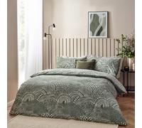 Hoem Nola King Size Olive Abstract Duvet Cover Set - Green - Wilko