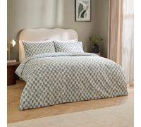 Furn Duvet Cover Set Hoem Nyhavn Reversible Check Cotton-Rich Scandi Bedding Aqua Single